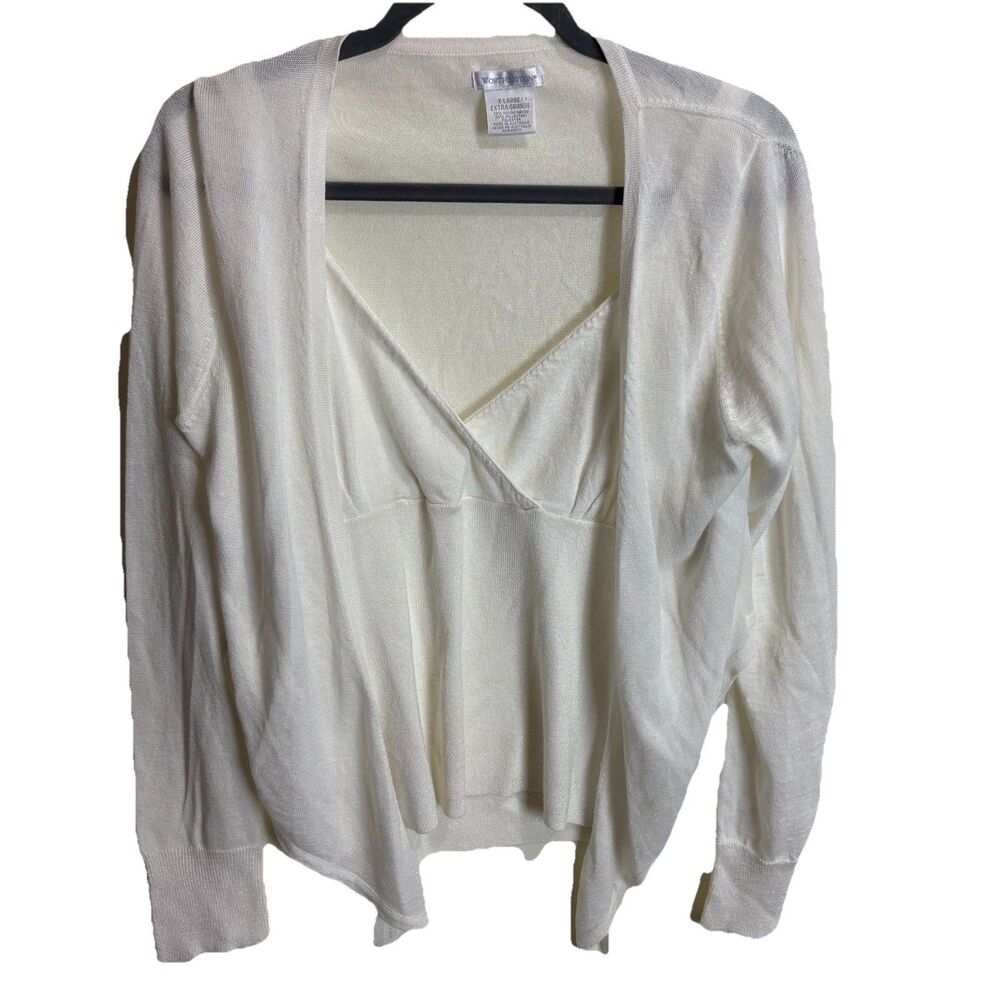 Vintage Womens Y2K Sparkly Babydoll Cami Top Sweater Set Preppy Coquette Cottage